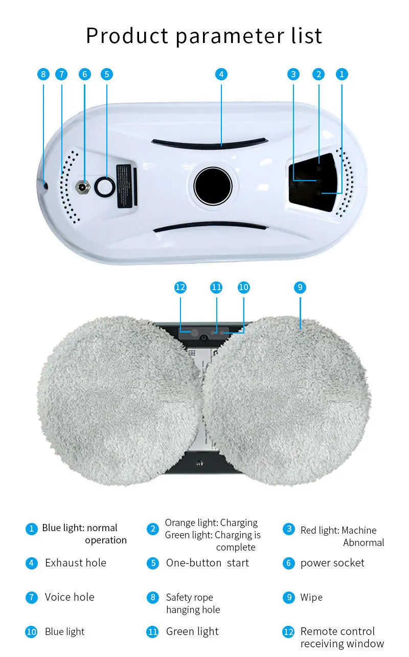 Luxoum™ Intelligent Glass Cleaning Robot with Remote Control & Safety Rope